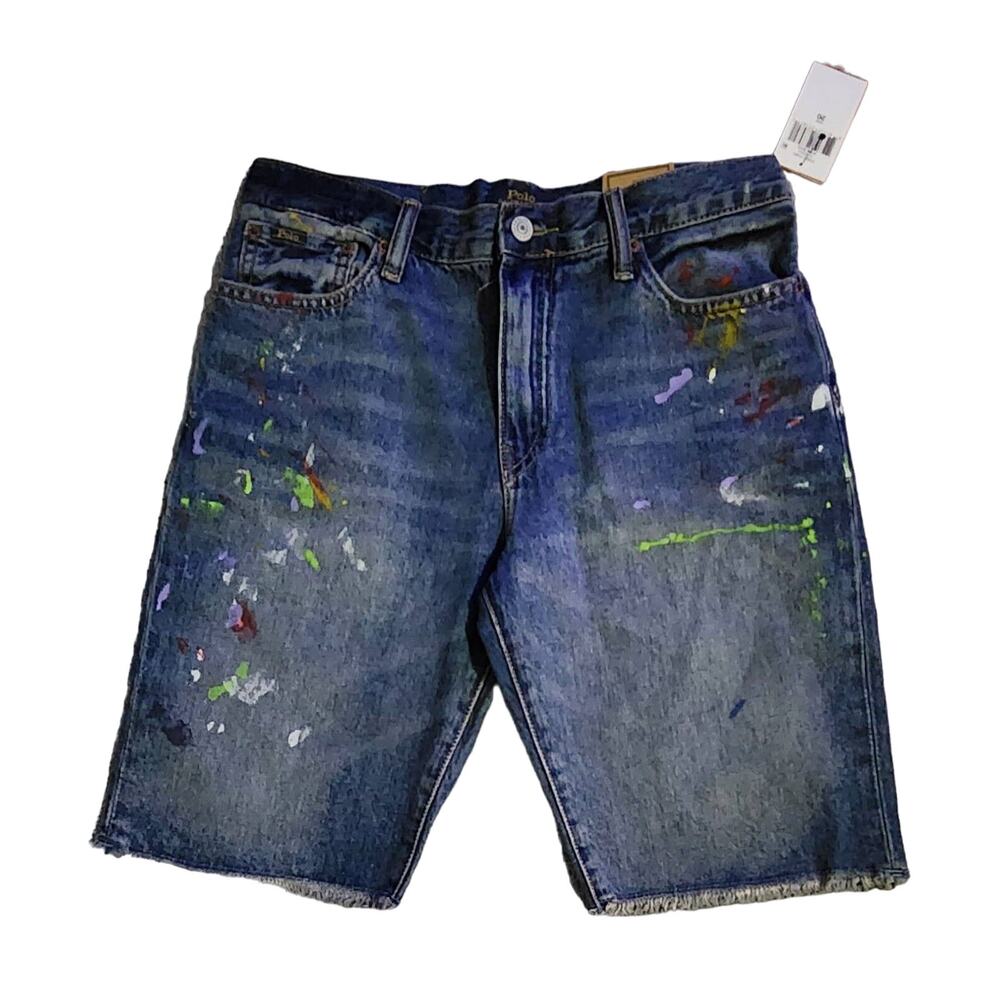 Polo Ralph Lauren Boy's Sullivan Slim Splatter Denim Cut Off Jeans ( 20 ) NWT